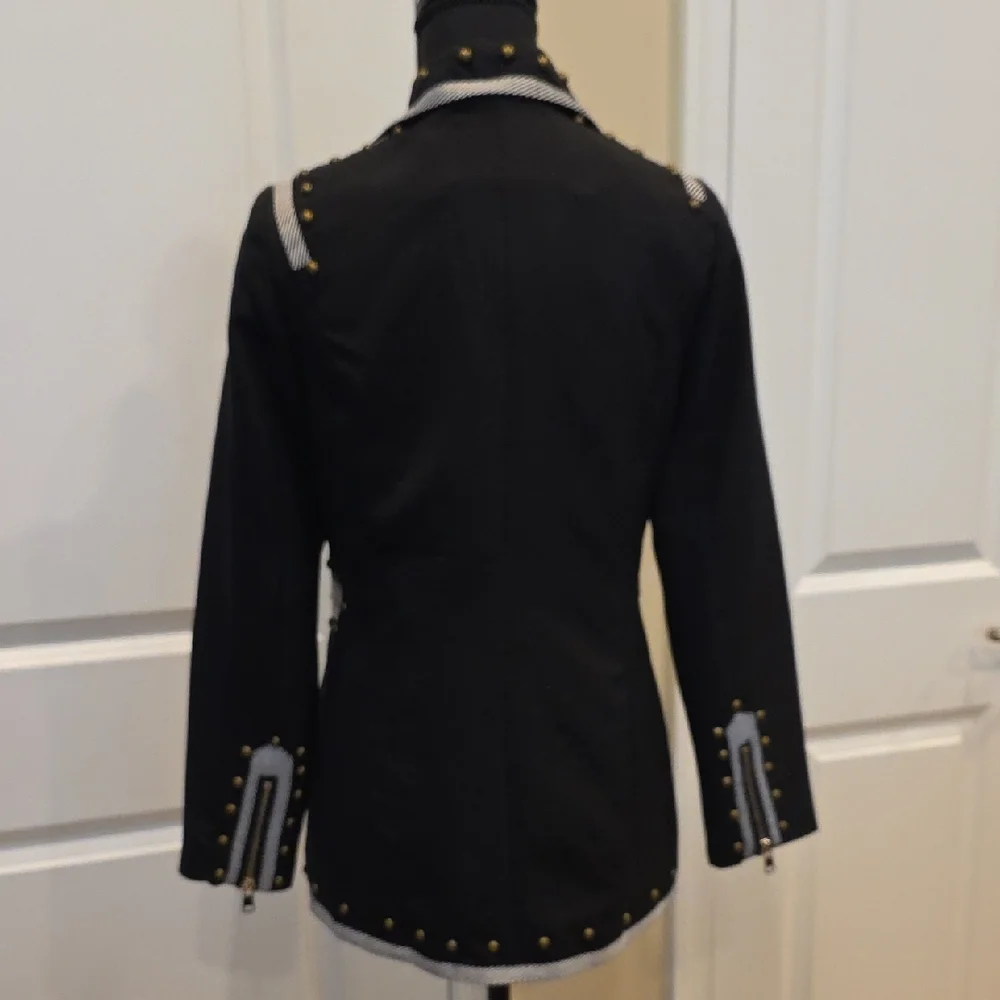 Chic Black Studded Women's Blazer - Picture 5 of 9